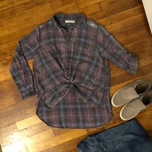 Flannel Button Down with Twist Front